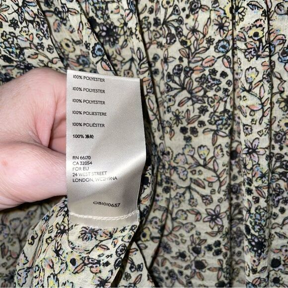 Free People Blouse M Yellow Ditsy Floral Chiffon Button Top - Picture 10 of 10